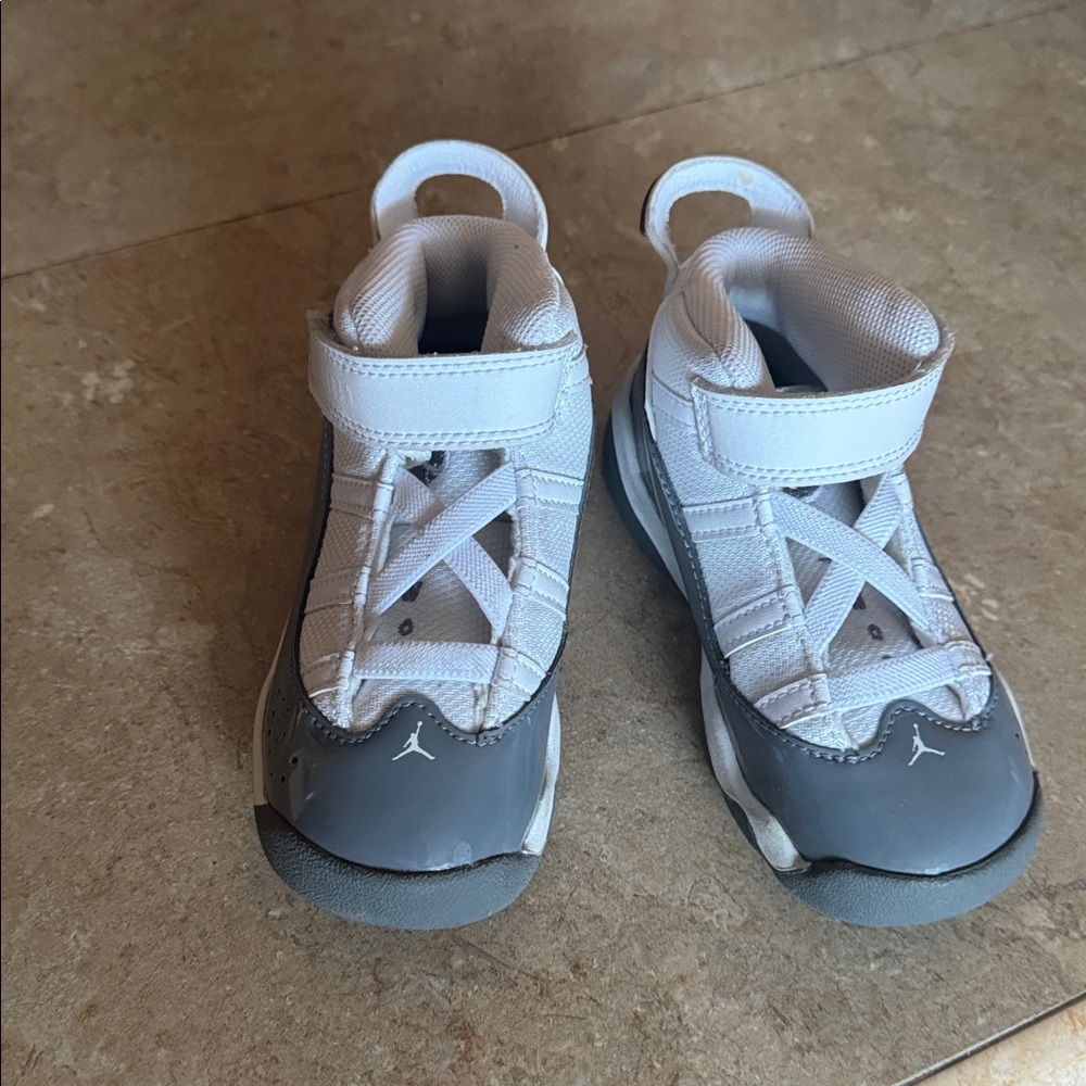 White and Gray High-Top Sneakers